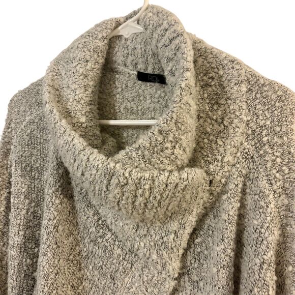 RDI Wrap Cowl Sweater Large Gray Oversized with Buttons - Picture 3 of 10